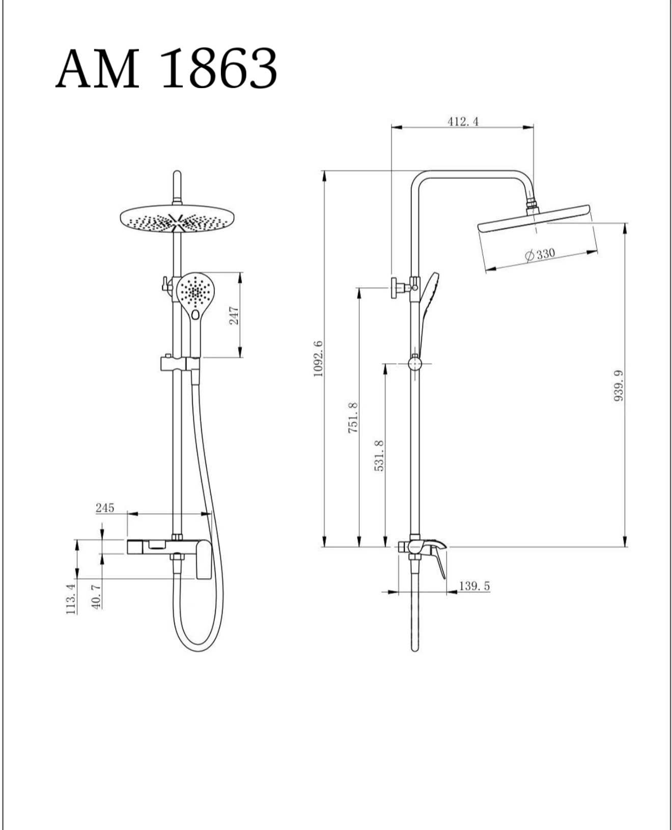 Sen tắm cây nóng lạnh có vòi xả dưới AM 1863